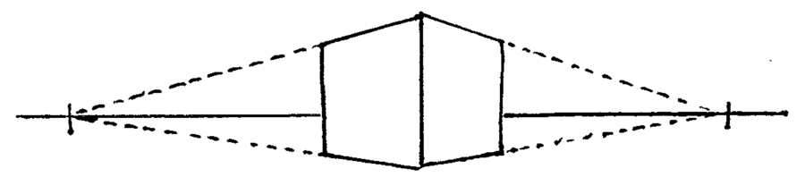 A box drawn in two-point perspective.